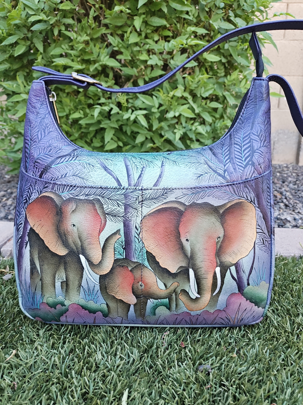 EXCELLENT Anna by Anuschka Elephant Family Hobo - Midnight Jungle